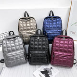 Winter Quilted Plaid Women's Backpack - Light Down Casual Female Backpacks