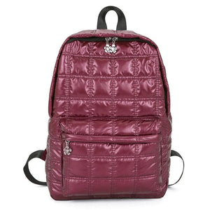 Winter Quilted Plaid Women's Backpack - Light Down Casual Female Backpacks