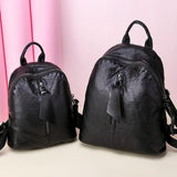 Leather Backpack Mochila Women Big Zipper Backpack Student Bag