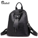 Leather Backpack Mochila Women Big Zipper Backpack Student Bag