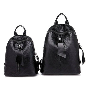 Leather Backpack Mochila Women Big Zipper Backpack Student Bag