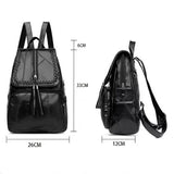 Vintage Leather Anti-Theft Backpack with Tassel Accent