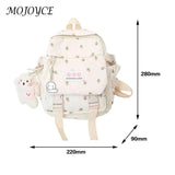 Women Flowers Backpack with Pendant Floral School Bag Multi-purpose