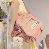 Women Flowers Backpack with Pendant Floral School Bag Multi-purpose