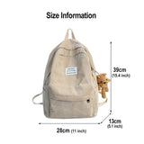 Corduroy Backpack for Women High School College Students Retro Female Backpacks