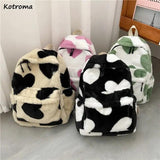 Ins Plush Backpacks Winter School Large Capacity Backpack Couple