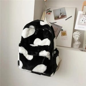 Ins Plush Backpacks Winter School Large Capacity Backpack Couple
