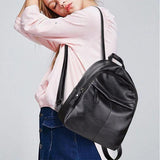 Women Backpack School Backpacks Pu Leather Women's Backpack Zipper School Bag