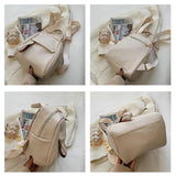 Women's Casual Small Backpack Pu Leather Backpack Large Capacity Solid School Ba