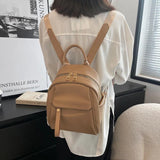 Women's Casual Small Backpack Pu Leather Backpack Large Capacity Solid School Ba
