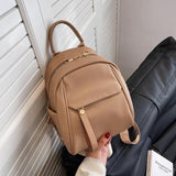 Women's Casual Small Backpack Pu Leather Backpack Large Capacity Solid School Ba