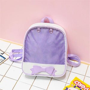 Clear PVC Backpack Teen Girls School Bag with Bow-knot