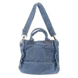 Retro Travel Denim Cross Body Shoulder Bag Zipper Closure Bag