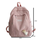 Stripe Corduroy Backpack Schoolbag For Girls Boys