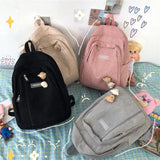 Stripe Corduroy Backpack Schoolbag For Girls Boys