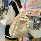 Stripe Corduroy Backpack Schoolbag For Girls Boys