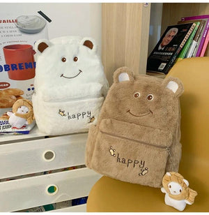 Plush Bear Backpack Girl's Travel Rucksack for Winter