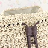 Woven Straw Backpack with Pu Leather Cover for Ladies Travel Holiday