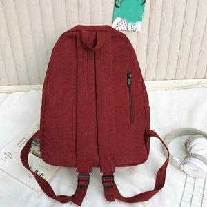 Women Corduroy Backpack with Pendant School Bag