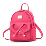 College Wind PU Leather Student Backpack Women