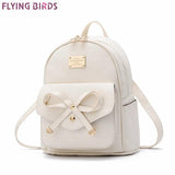 College Wind PU Leather Student Backpack Women