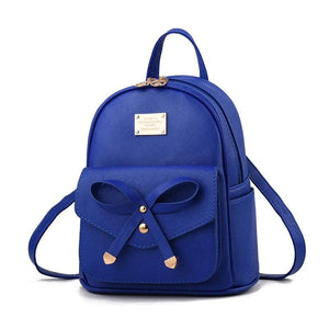 College Wind PU Leather Student Backpack Women