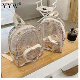 Transparent PVC Backpack Women Mini Plastic Jelly Bag Heart Pouch Schoolbag
