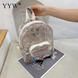 Transparent PVC Backpack Women Mini Plastic Jelly Bag Heart Pouch Schoolbag