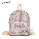 Transparent PVC Backpack Women Mini Plastic Jelly Bag Heart Pouch Schoolbag
