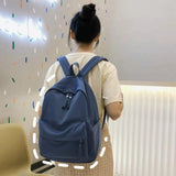 Nylon Solid Big Capacity School Bag Backpack Women