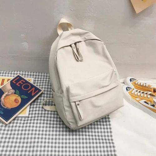 Nylon Solid Big Capacity School Bag Backpack Women