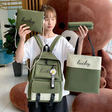 Harajuku 4pcs/set High School Backpack, Large Capacity, Mochilas