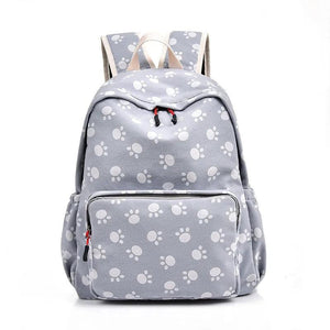 Cat Paw Print School Bags For Teenagers Girls Backpack