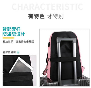 Luminous USB Charge Women Backpack Waterproof Polyester Letters Print School Bag