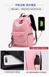 Luminous USB Charge Women Backpack Waterproof Polyester Letters Print School Bag