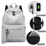 Luminous USB Charge Women Backpack Waterproof Polyester Letters Print School Bag