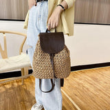 Women Backpack Drawstring Female Straw Bag Summer Beach Hollow Lady Weave Pack