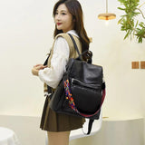 Women Leather Backpack School Bags for Girls Large Capacity