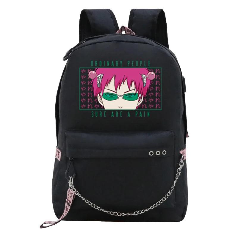 Anime Saiki K School Backpack for Teen Girls USB Backpack