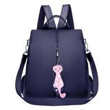 Nylon Backpack Large Daypack with Cat Pendant Women Travel Shoulder Bags