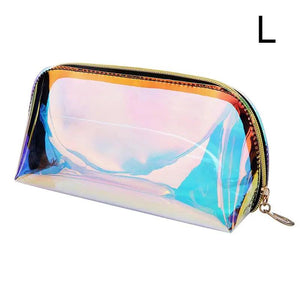 Holographic Travel Makeup Bag Transparent Cosmetic Pouch