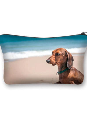 Pet Puppy Print Sausage Dog Cosmetic Bag Women Lipstick Storage Organizer
