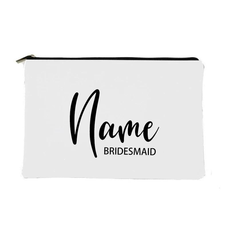 Personalized Name Bridesmaid Cosmetic Bag Bachelorette Party Makeup Bag