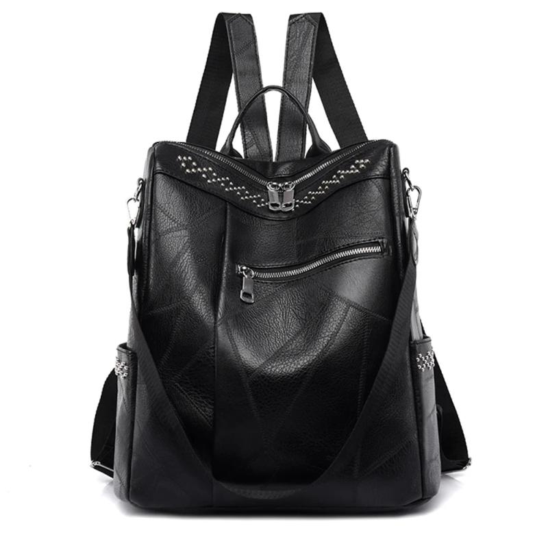 Women PU Leather Backpack Girls School Bag Large Capacity Handbags