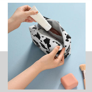 Cow Print Travel Cosmetic Bag Toiletry Women Makeup Organizer