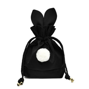 Girls Storage Bag Rabbit Fur Ball Drawstring Makeup Organizer