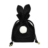 Girls Storage Bag Rabbit Fur Ball Drawstring Makeup Organizer