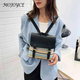 Straw PU Leather Vintage Female Backpack Pack Daypack Student Bag