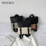 Straw PU Leather Vintage Female Backpack Pack Daypack Student Bag