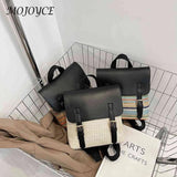 Straw PU Leather Vintage Female Backpack Pack Daypack Student Bag